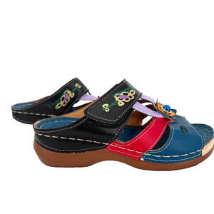 Womens Colorful Slide Sandals Size 38 Floral Rhinestone Comfort Shoes Multicolor